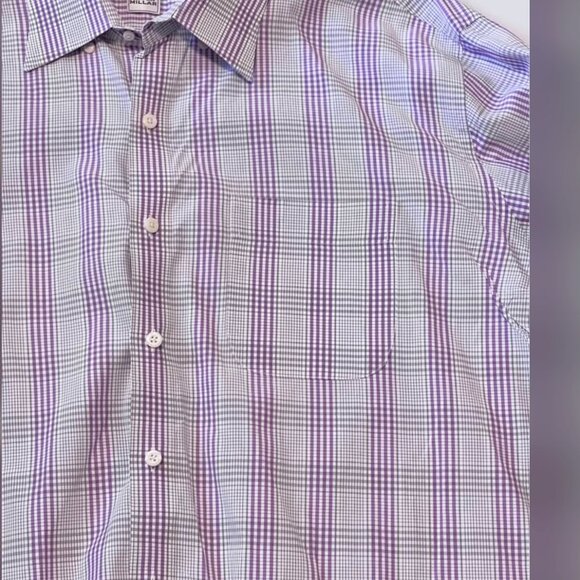 Peter Millar Purple Gray White Button Up Dress Shirt Men's size XL - Picture 3 of 5